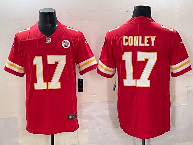 Men 2025 Kansas City Chiefs 17 Conley Red Nike Limited NFL Jersey style 01